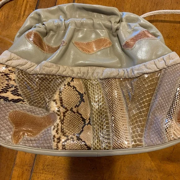 Vintage Varon Snake Print & Leather Crossbody Bag - Picture 2 of 4